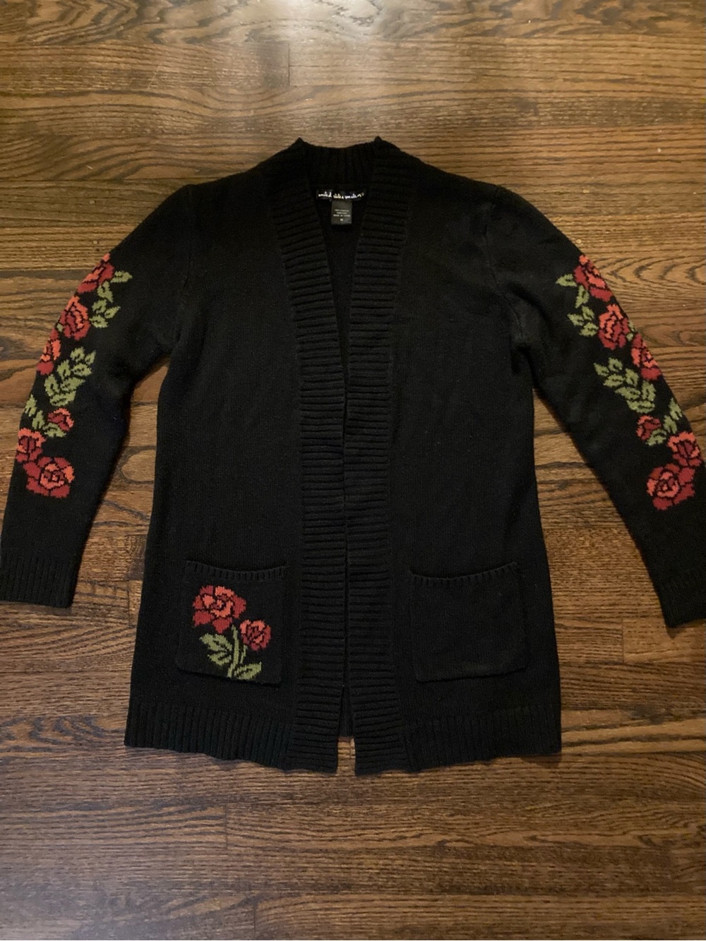 united states sweaters Black Cardigan with Red Rose